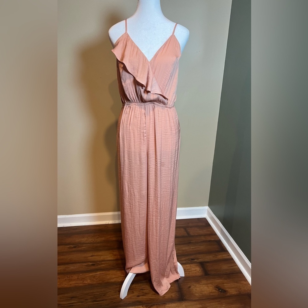Victoria Secret Blush Pink Spaghetti Strap V Neck Jumpsuit Size Medium